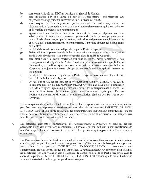 Contrat de services de formation - Specimen - Exportation et ... - EDC