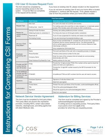 CSI User ID Access Request Form - CGS