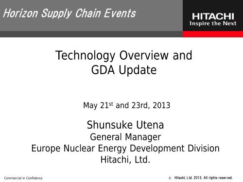 Shunsuke Utena - Technology overview and GDA update