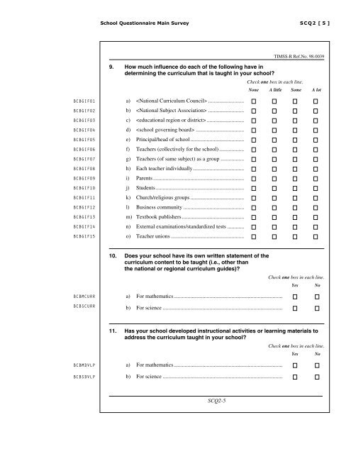 School Questionnaire Main Survey - IEA