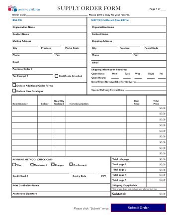 supply order form