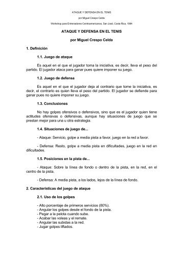 Ataque y defensa en el tenis-Costa Rica, 2001 - Miguel Crespo