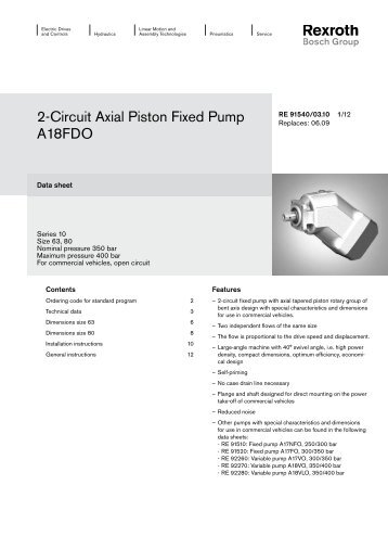 2-Circuit Axial Piston Fixed Pump A18FDO - Group VH A/S
