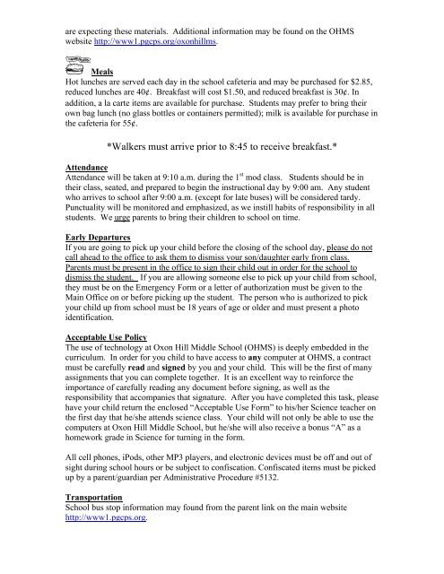 2012-2013 Student-Parent Information Packet - Prince George's ...