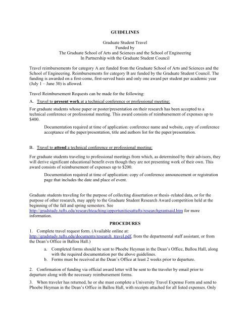 GUIDELINES Graduate Student Travel Funded by The Graduate 