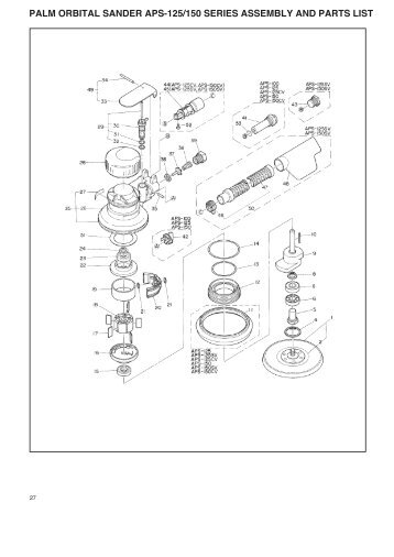 palm orbital sander aps-125/150 series assembly and parts list