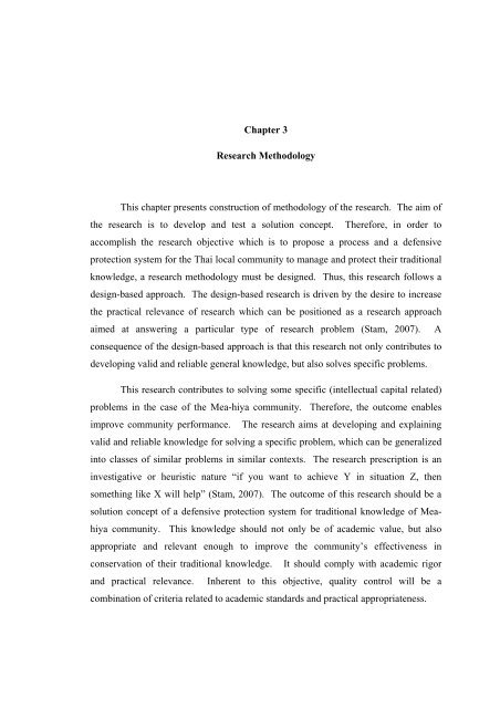 Chapter 3 Research Methodology This Chapter Presents Chapter 3 Research Methodology This Chapter Presents