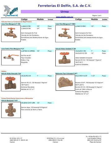 Ferreterías El Delfín, SA de CV Urrea - eldelfin.com.mx
