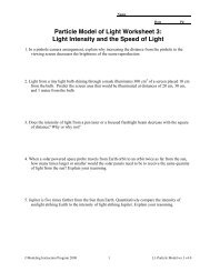 Particle Model of Light Worksheet 3: Light ... - Modeling Physics