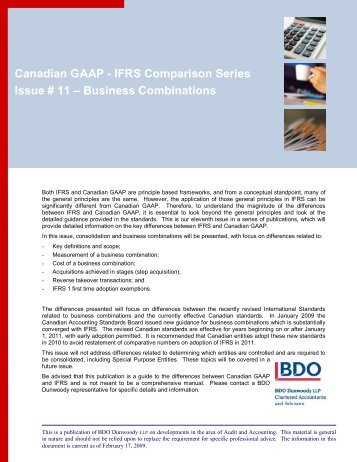 Business Combinations - IFRS Canadian GAAP Differences Series