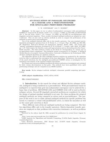 AN EVALUATION OF PARALLEL MULTIGRID AS A SOLVER AND A ...