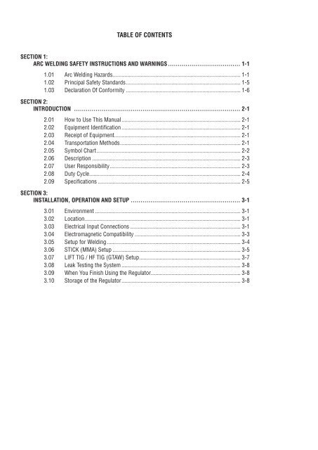 201 TS Operating Manual THERMAL ARC - Victor Technologies