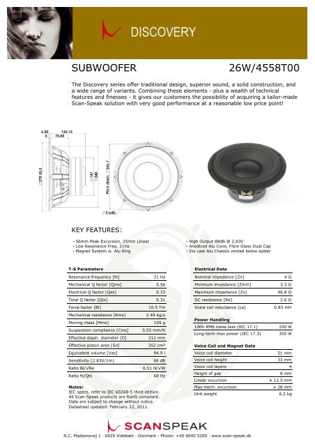 SUBWOOFER 26W/4558T00 - Scan-Speak