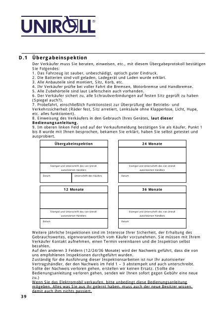 Bedienungsanleitung Pluto 4 - Uniroll