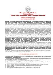 Manifesto degli Studi A.A. 2007-2008 - FacoltÃ  di Farmacia