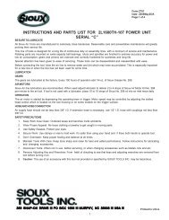 instructions and parts list for 2l1600th-107 power unit ... - Sioux Tools