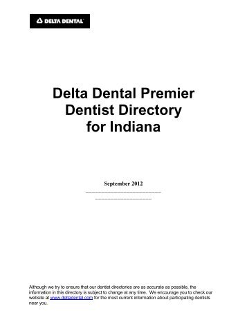 Delta Dental Premier Dentist Directory for Indiana