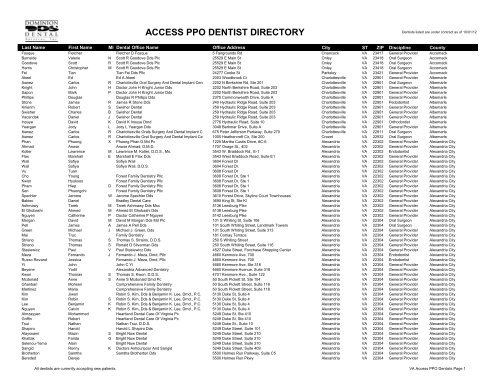 PPO Provider Lists (By State) - Dominion Dental Services, Inc.