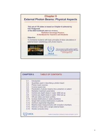 Chapter 6 External Photon Beams: Physical Aspects - IRSN