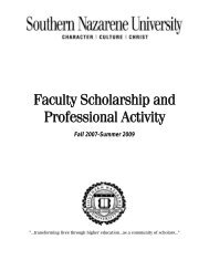 Faculty Scholarship and Professional Activity - Southern Nazarene ...