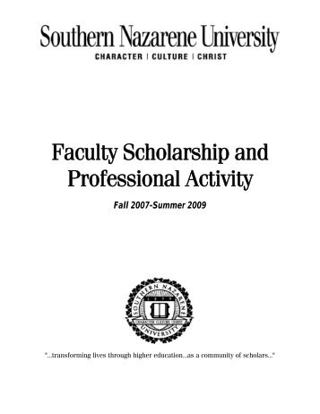 Faculty Scholarship and Professional Activity - Southern Nazarene ...