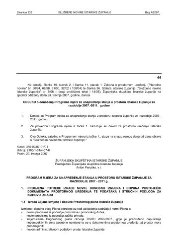 Program mjera za unapreÄenje stanja u prostoru ... - Istarska Å¾upanija