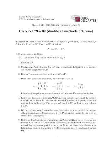 Exercices 28 `a 31 (dualitÃ© et mÃ©thode d'Uzawa) - UFR ...