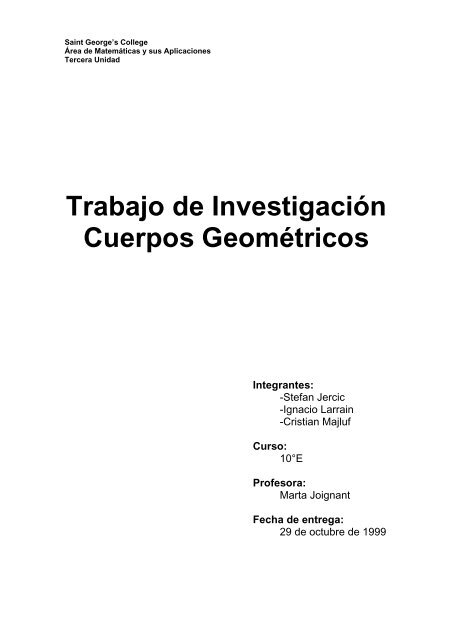 Trabajo de InvestigaciÃ³n Cuerpos GeomÃ©tricos - Escolares