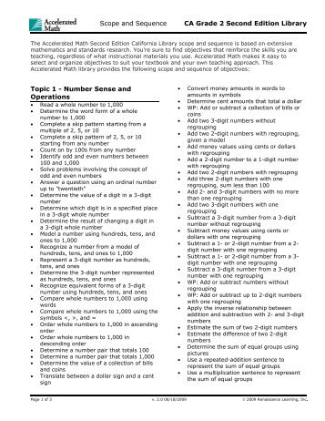 Scope and Sequence CA Grade 2 Second Edition Library Topic 1 ...