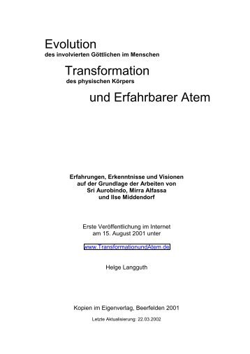 Evolution Transformation und Erfahrbarer Atem - Evolution of the ...