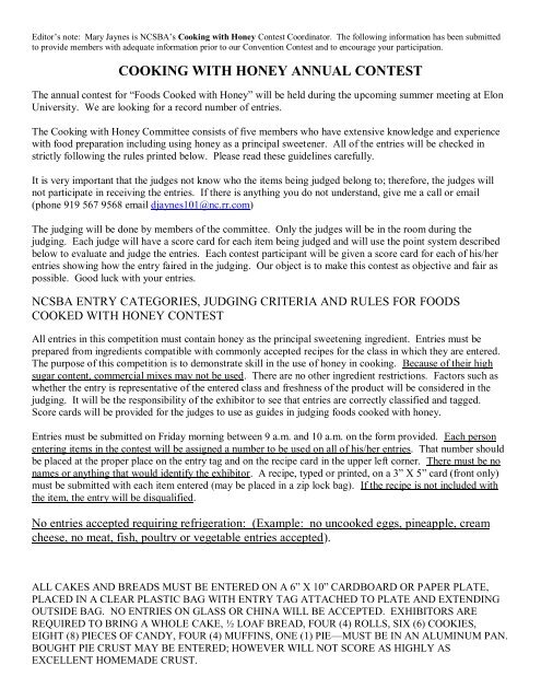 Cooking With Honey Contest Rules Cooking With Honey Contest Rules