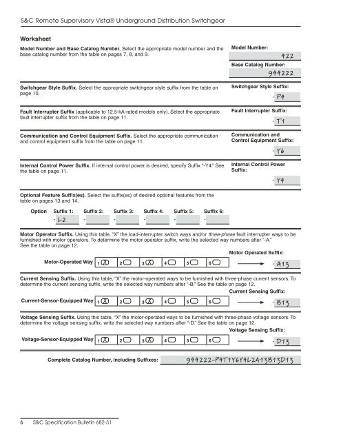 Specification Bulletin 682-31 - S&C Electric Company