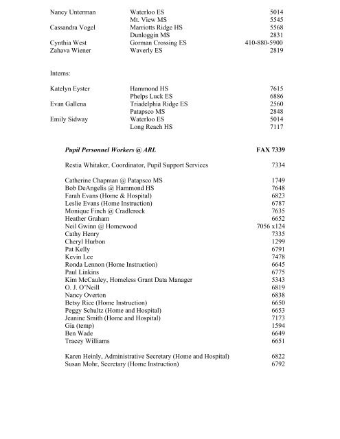 Telephone Directory 2012/2013 - Howard County Public Schools