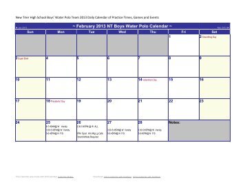 2013 Calendar with US Holidays - New Trier Township High School