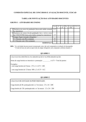 comissÃ£o especial de concursos e avaliaÃ§Ã£o docente, cescad ...