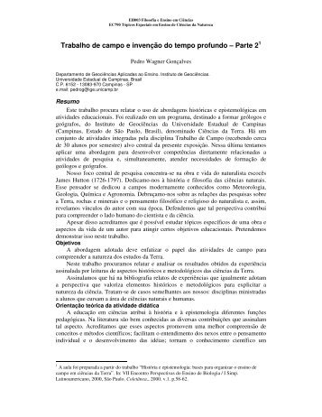 Trabalho de campo e invenÃ§Ã£o do tempo profundo ... - IGEO- Unicamp