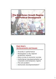 The East Asian Growth Regime and Political Development