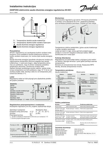 Instaliavimo instrukcijos SH-E01 - Danfoss