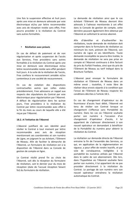 Page 1 Conditions GÃ©nÃ©rales de Vente des offres Free Haut DÃ©bit ...