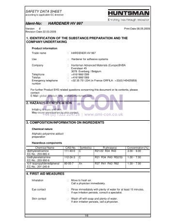 Ident-No: HARDENER HV 997 - AMI-CON