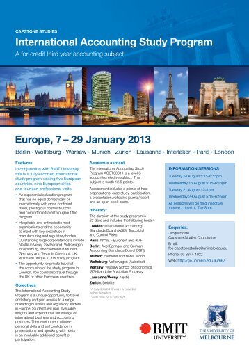 International Accounting Study Program Europe, 7 â 29 January 2013