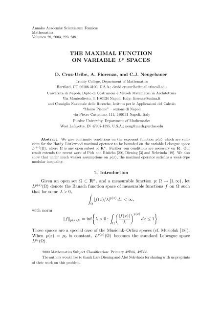 THE MAXIMAL FUNCTION ON VARIABLE Lp SPACES