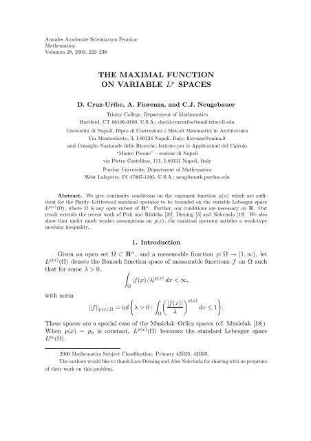 THE MAXIMAL FUNCTION ON VARIABLE Lp SPACES