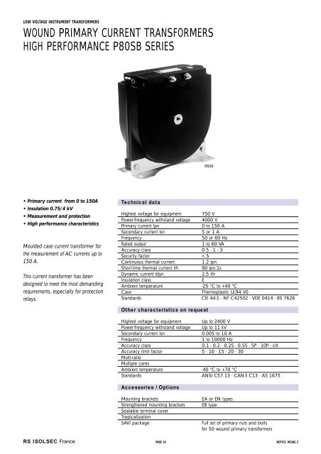 wound primary current transformers high performance p80sb series