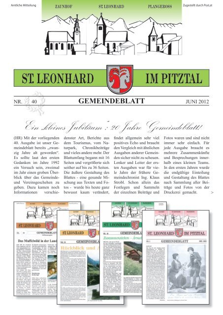 Ausgabe Nr. 40 (Juni 2012) - St. Leonhard im Pitztal - Land Tirol