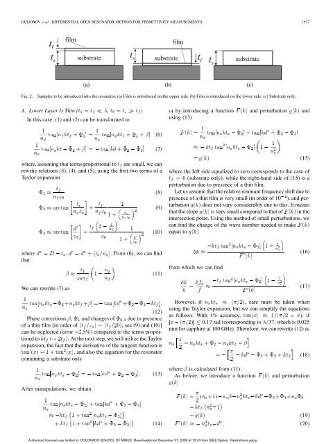 Differential Open Resonator Method for Permittivity Measurements ...