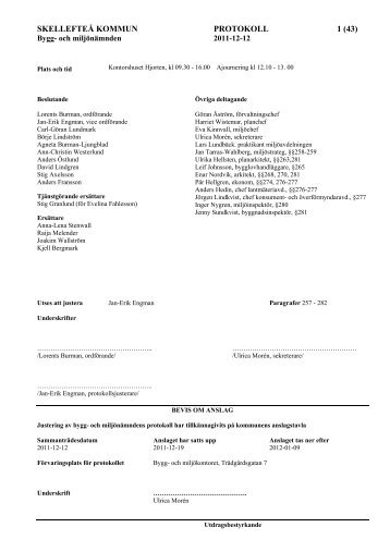 Bygg- och miljönämndens protokoll 2011-12-12 - Skellefteå kommun
