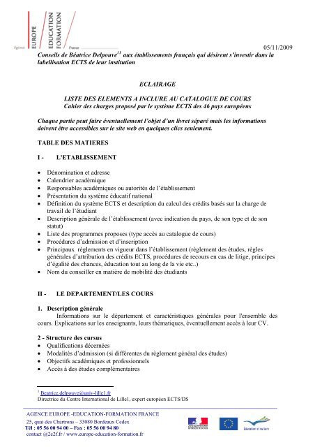 05/11/2009 Conseils de BÃ©atrice Delpouve aux - Agence Europe ...