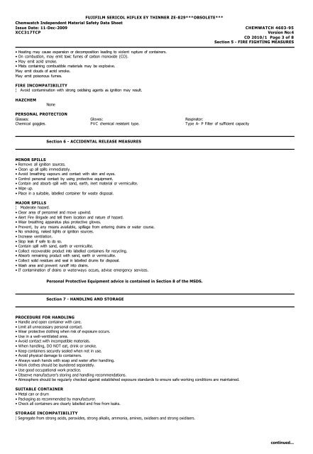 Chemwatch MSDS Print - FUJIFILM Australia