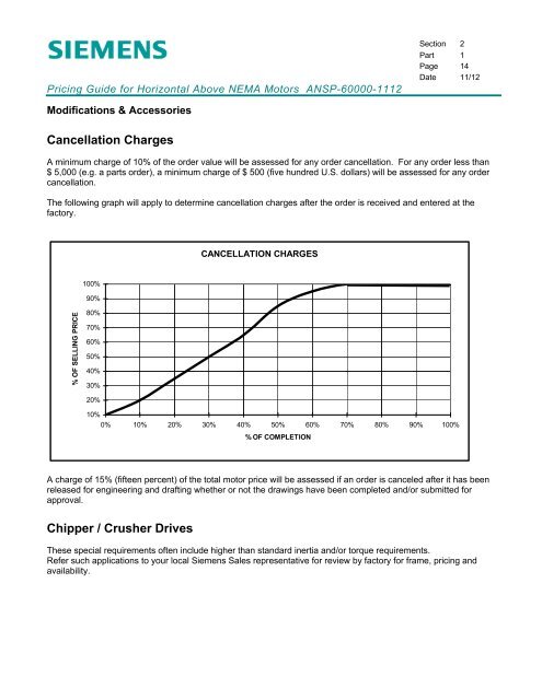 Pricing Guide for Horizontal Above NEMA Motors - Siemens Industry ...